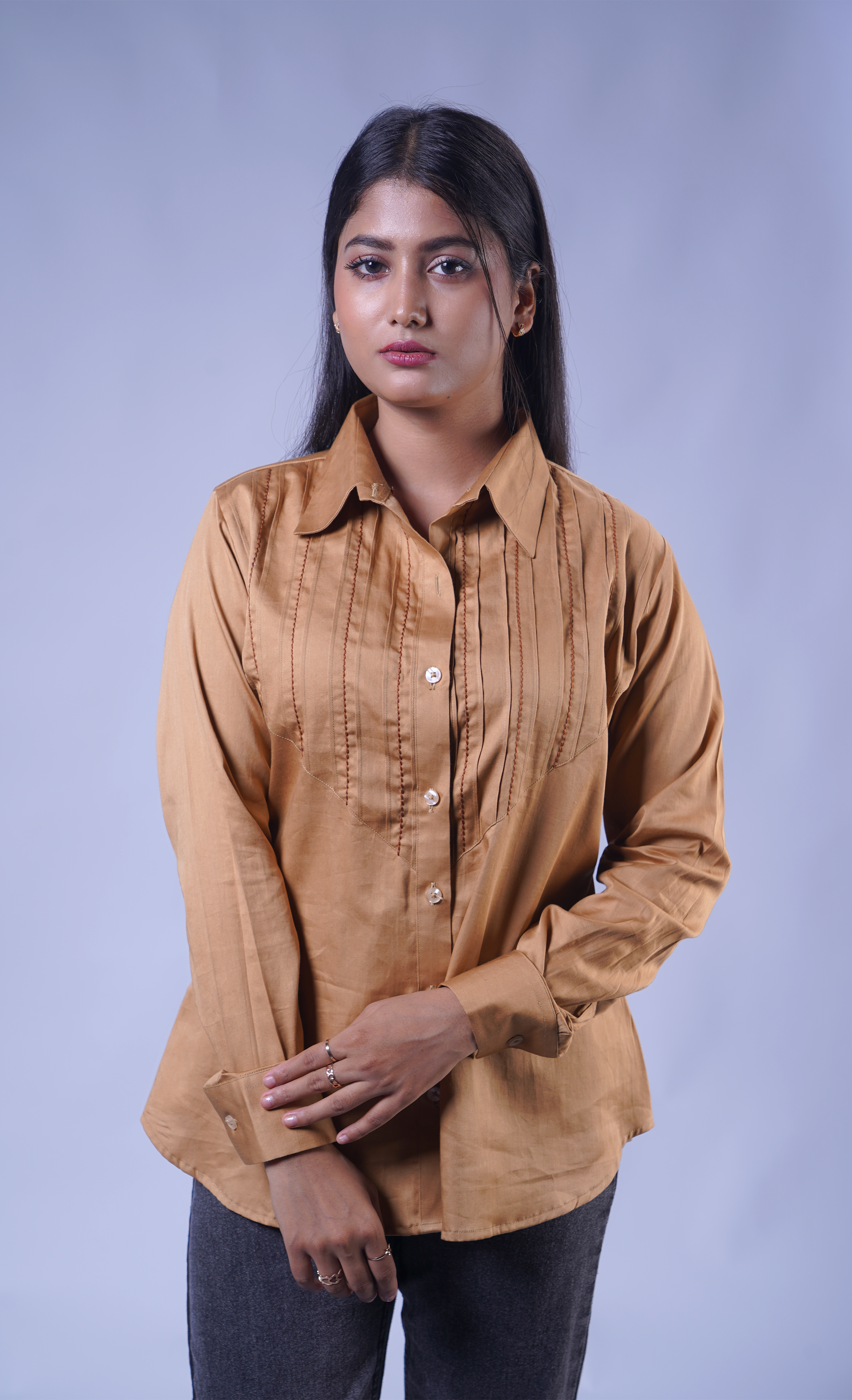 Trevae - The Golden Lineage Pintucks Cotton Shirt