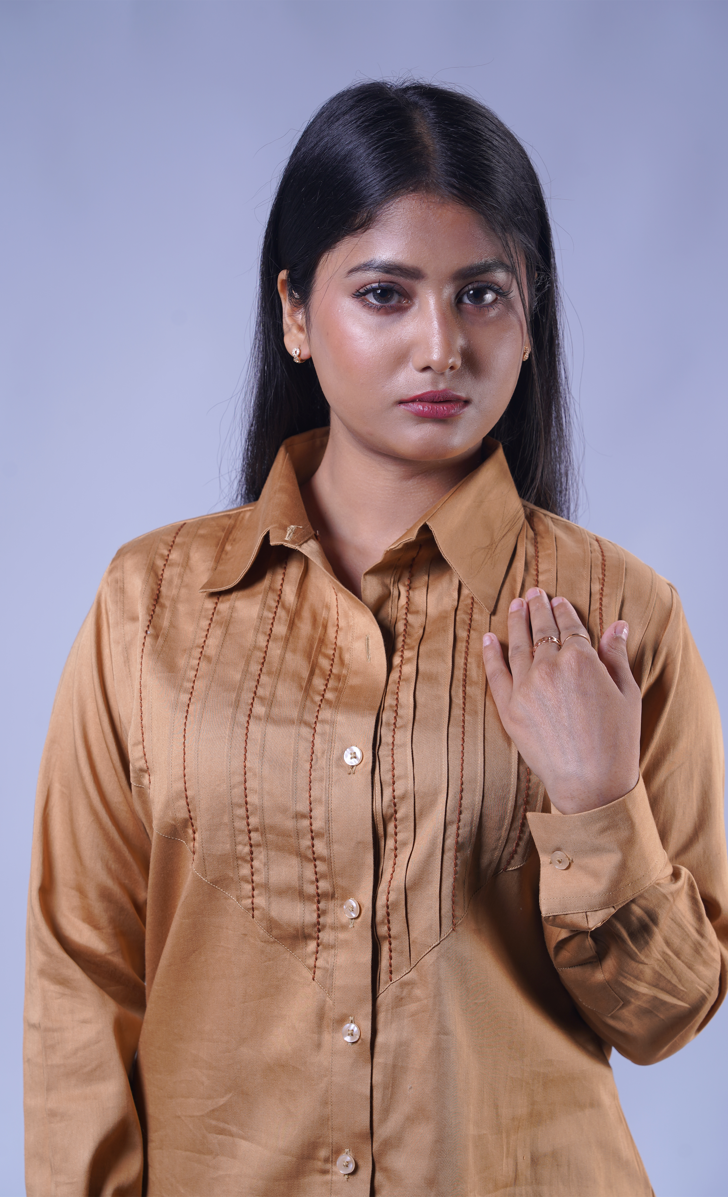 Trevae - The Golden Lineage Pintucks Cotton Shirt