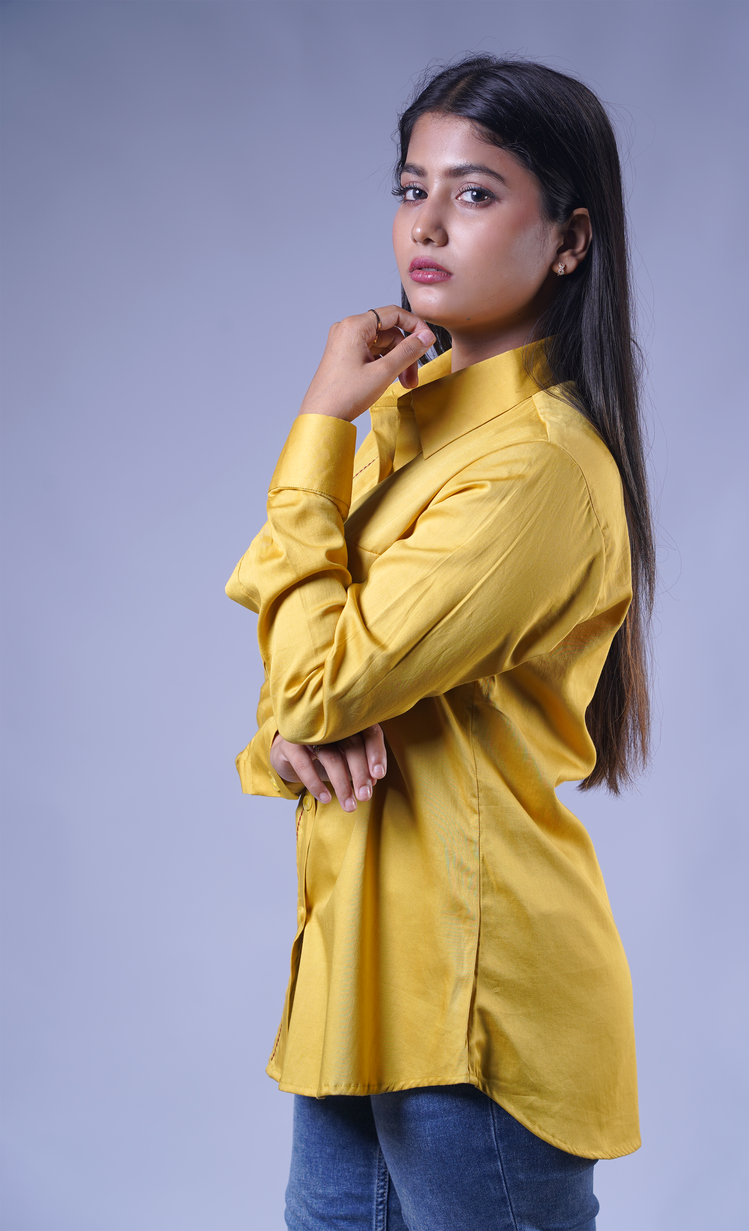 Trevae - The Golden Yellow pintucks cotton Shirt