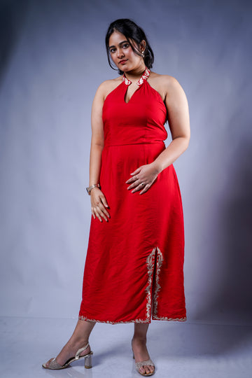 Trevae’s  Cherry Petal  Slit Dress
