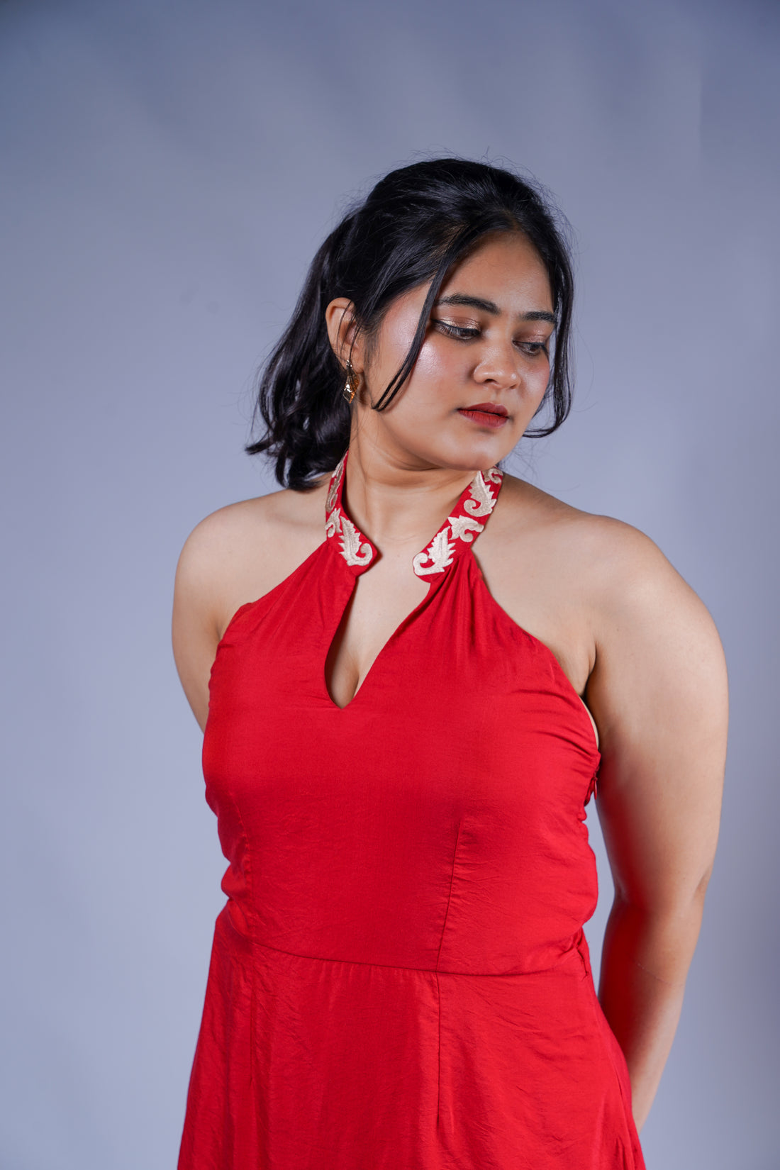 Trevae’s  Cherry Petal  Slit Dress
