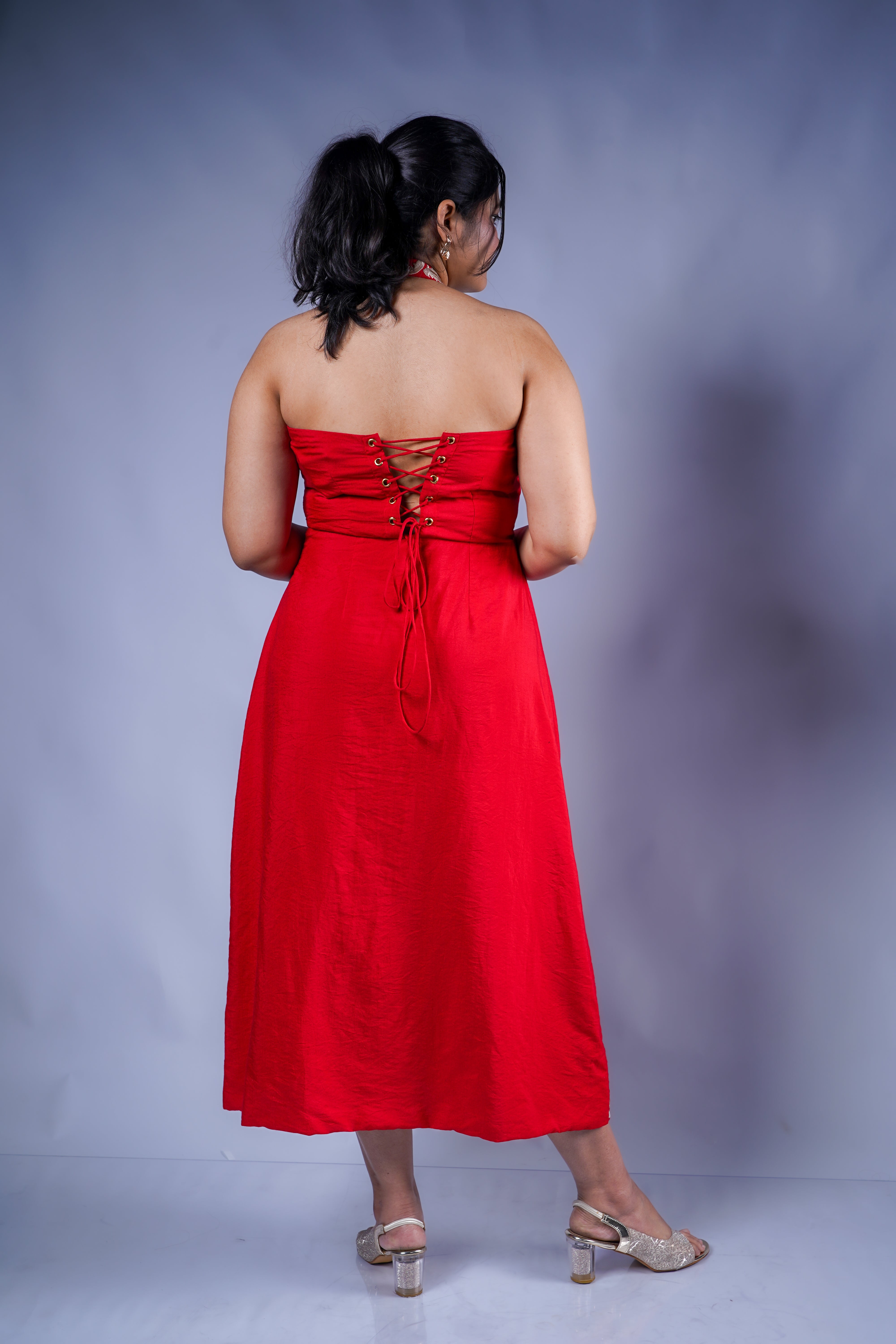 Trevae’s  Cherry Petal  Slit Dress
