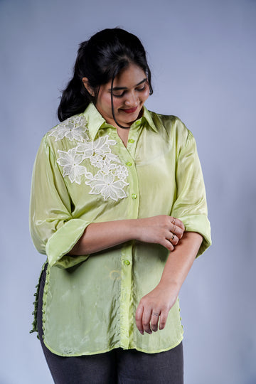 Trevae’s   Luminous  Lime  Lace Shirt