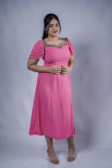 Trevae’s  Petal  Whisper Midi  Dress