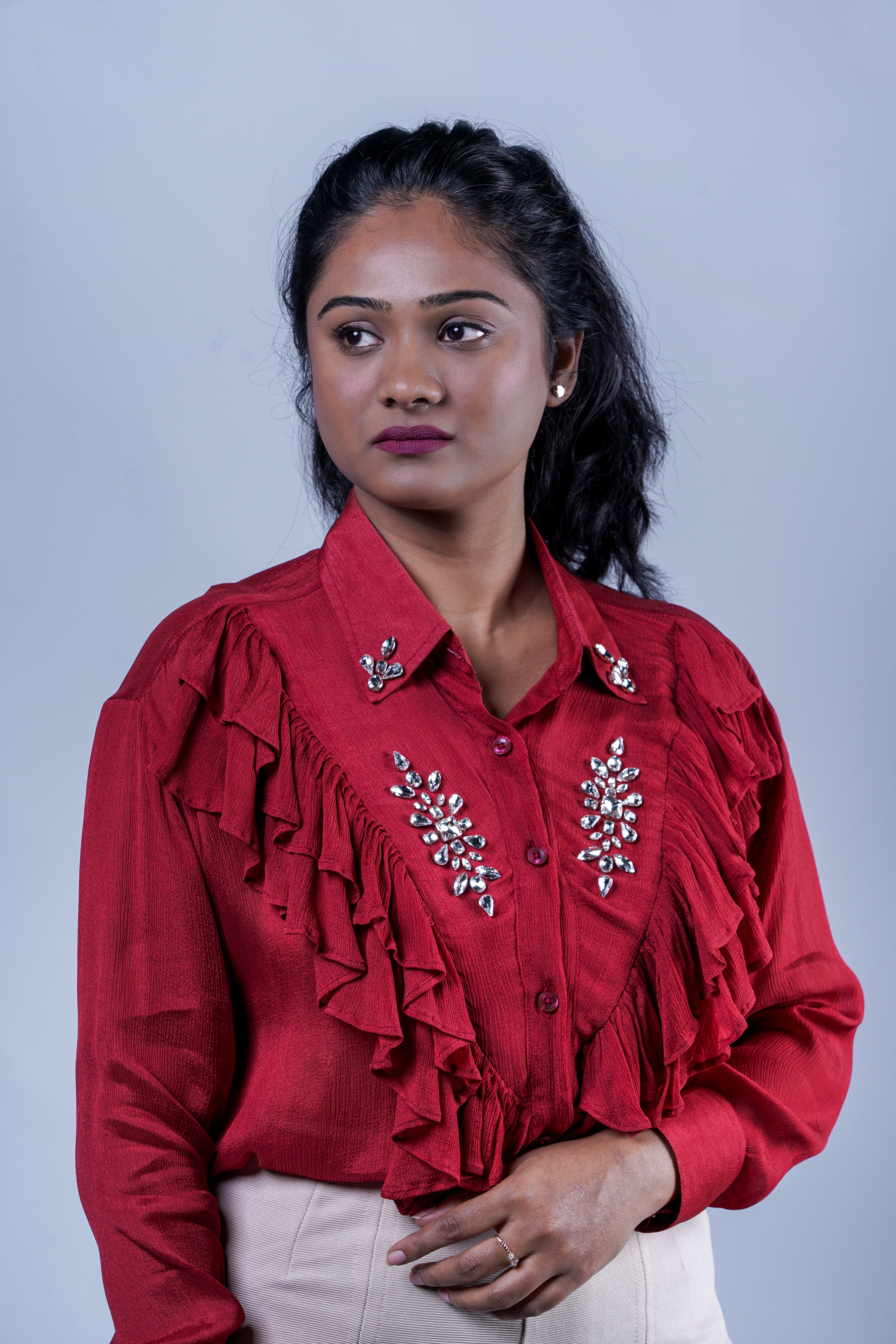 Trevae’s  Rust  Chinnon  Ruffles  Shirt