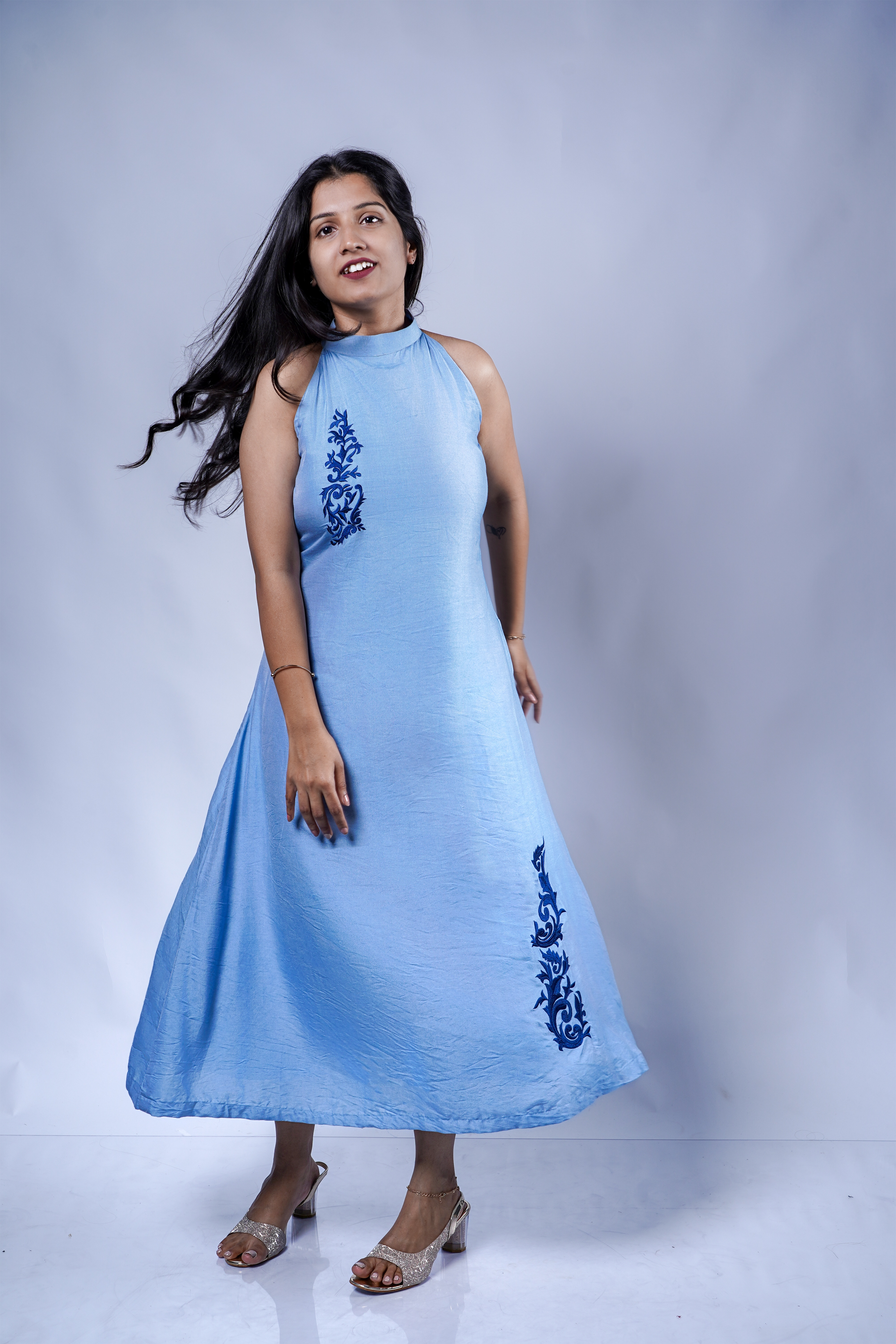 Trevae’s Blue  Dusk Halter  Dress