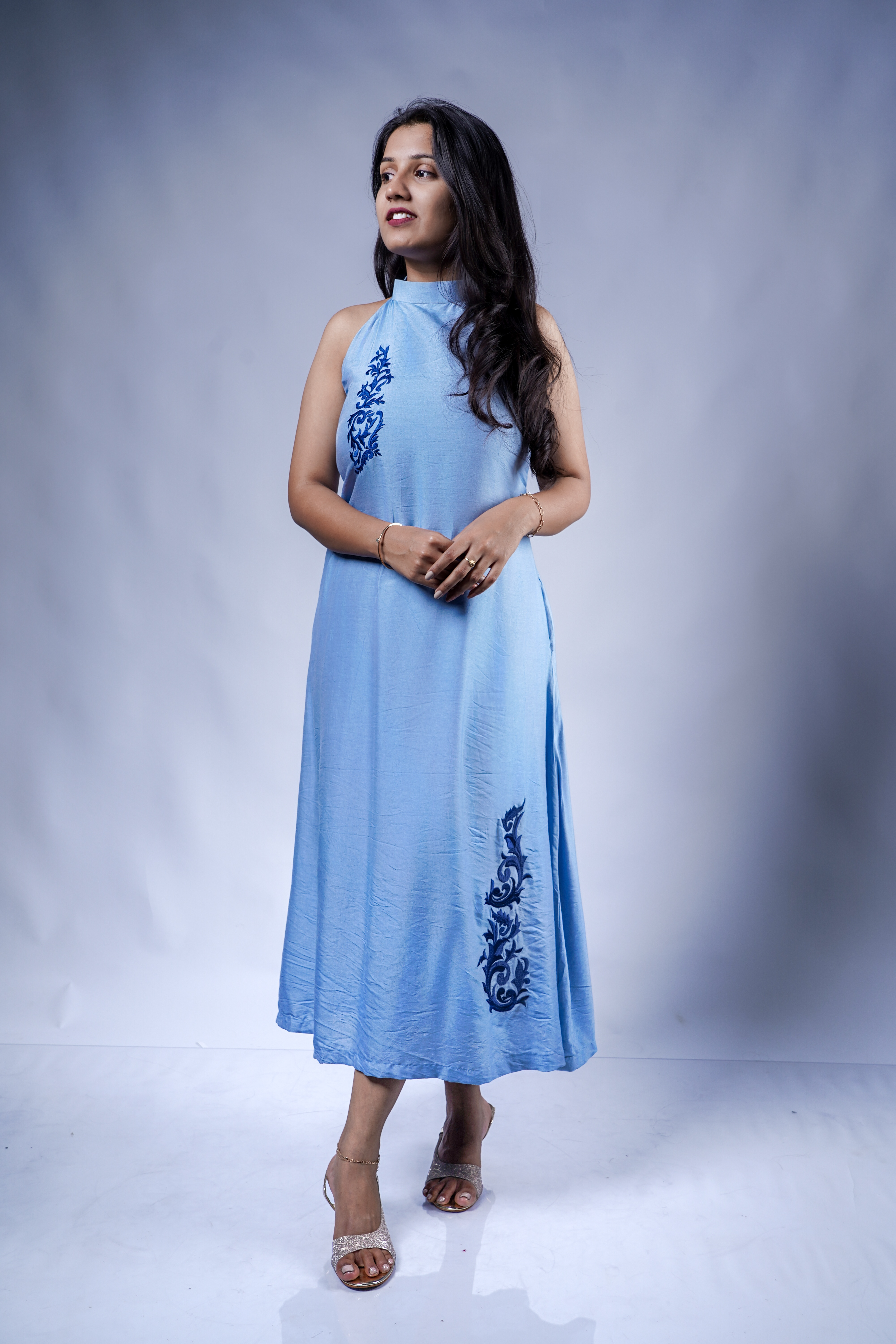 Trevae’s Blue  Dusk Halter  Dress