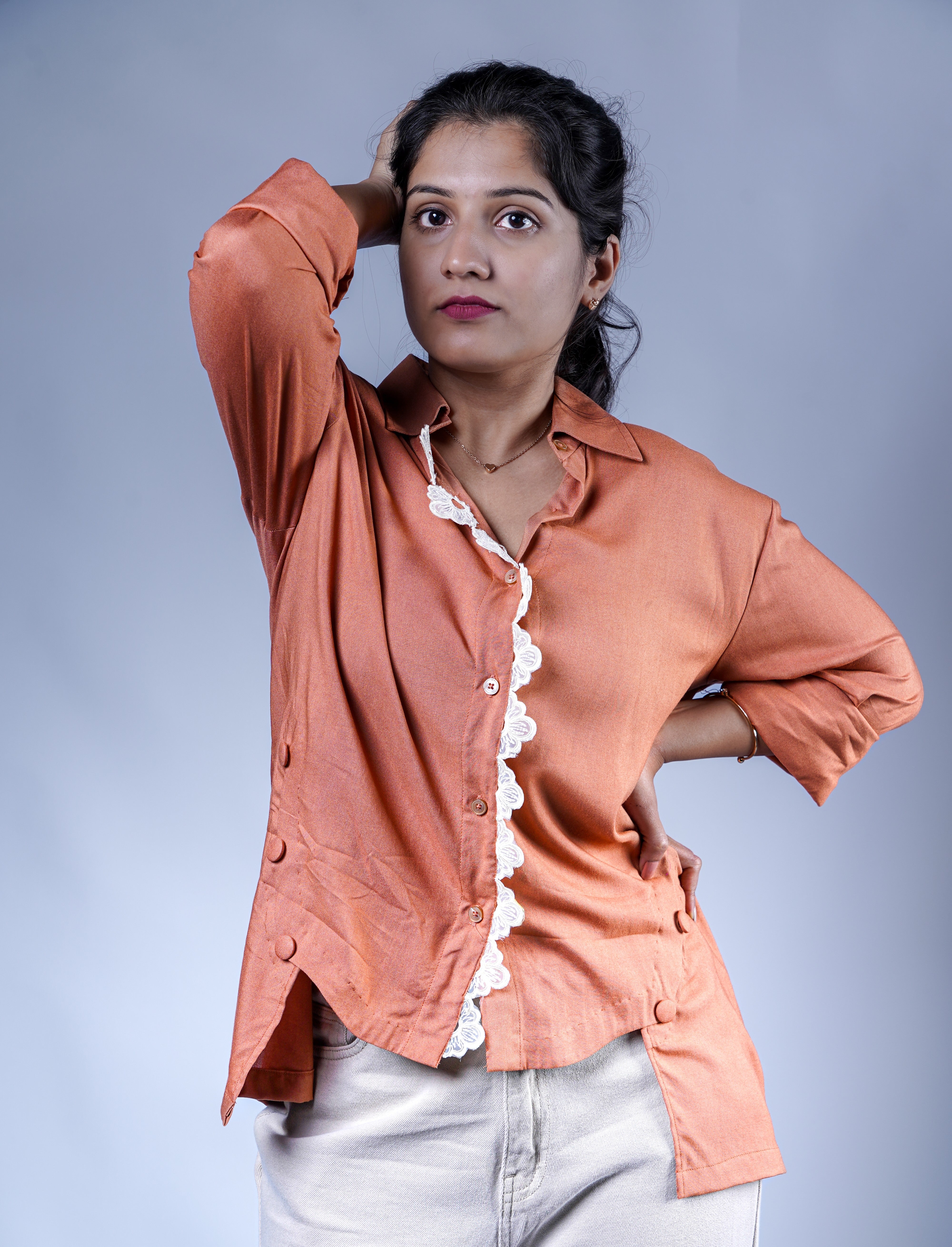 Trevae’s  Melon  Lace  Reverie  High-Low  Shirt