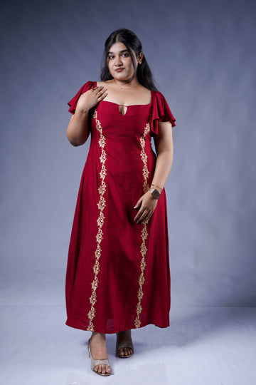 Trevae’s Red  Bloom  Evening  Dress