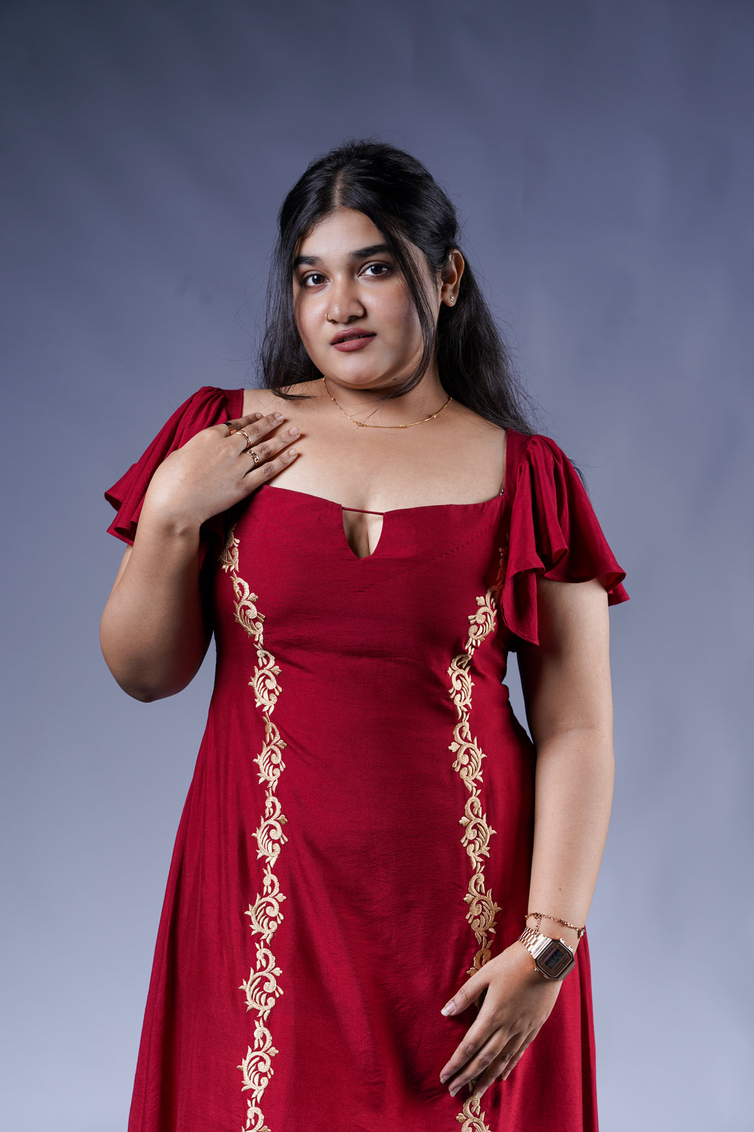 Trevae’s Red  Bloom  Evening  Dress