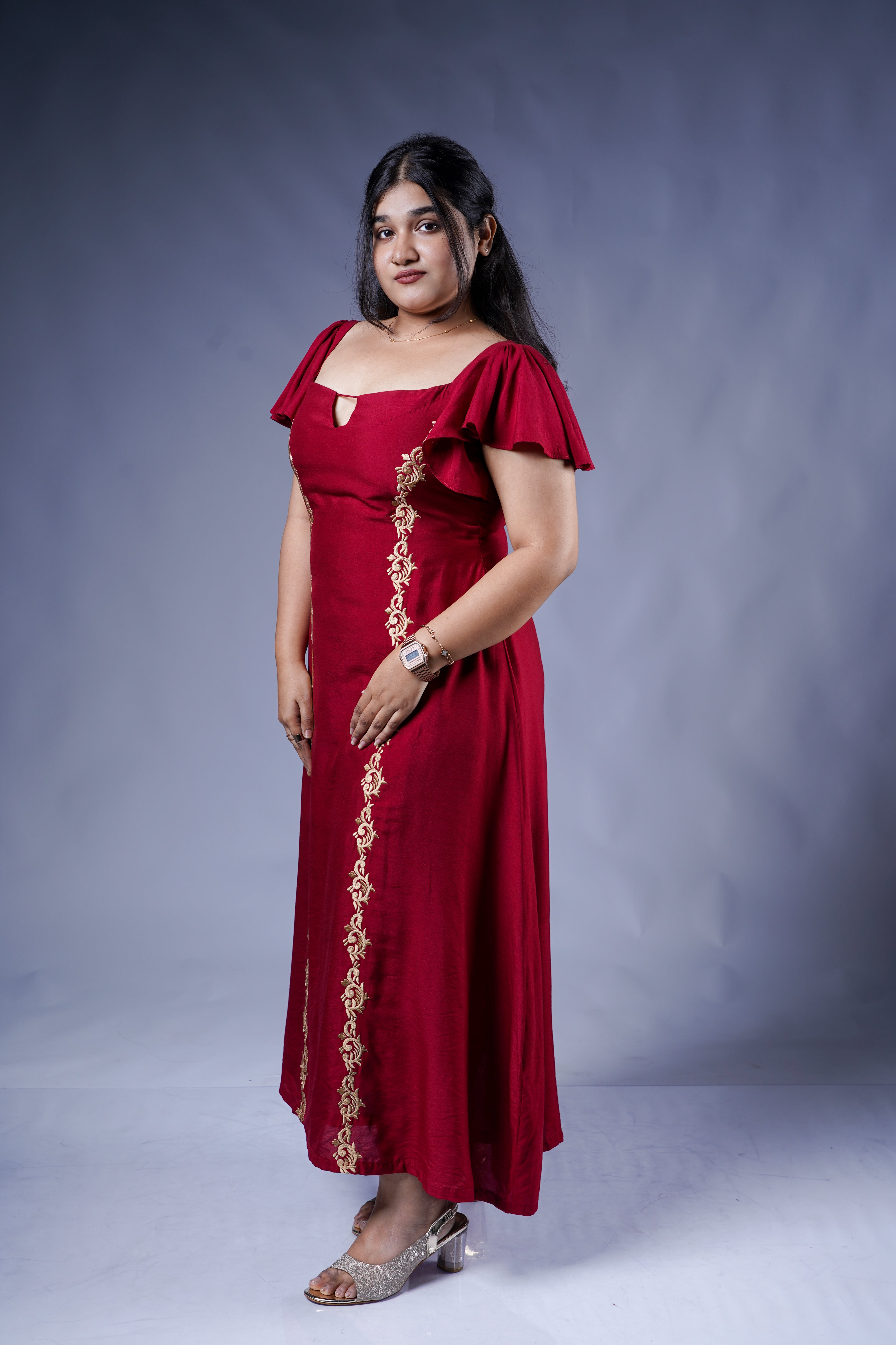 Trevae’s Red  Bloom  Evening  Dress