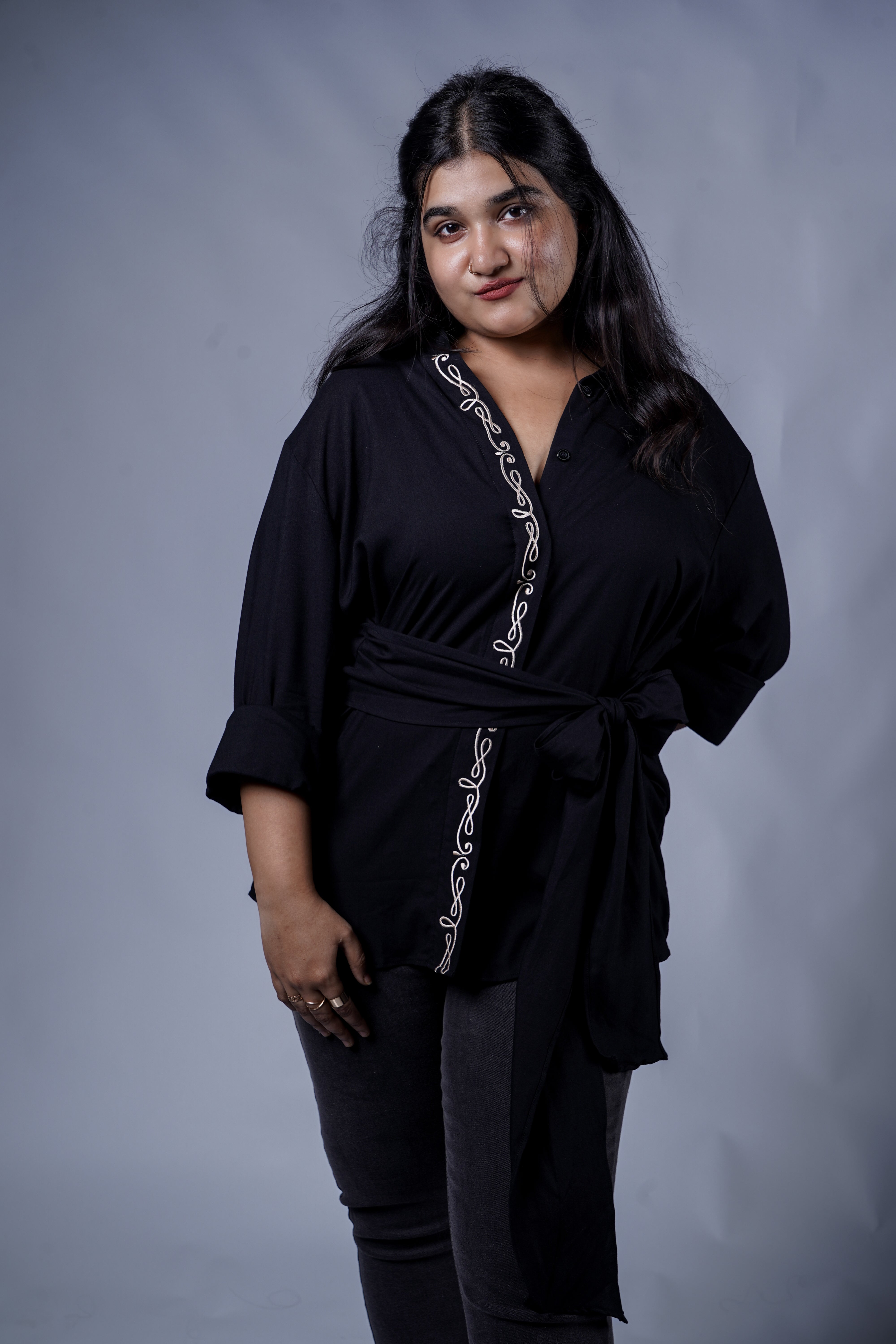 Trevae’s  Midnight  Vine  Wrap  Shirt