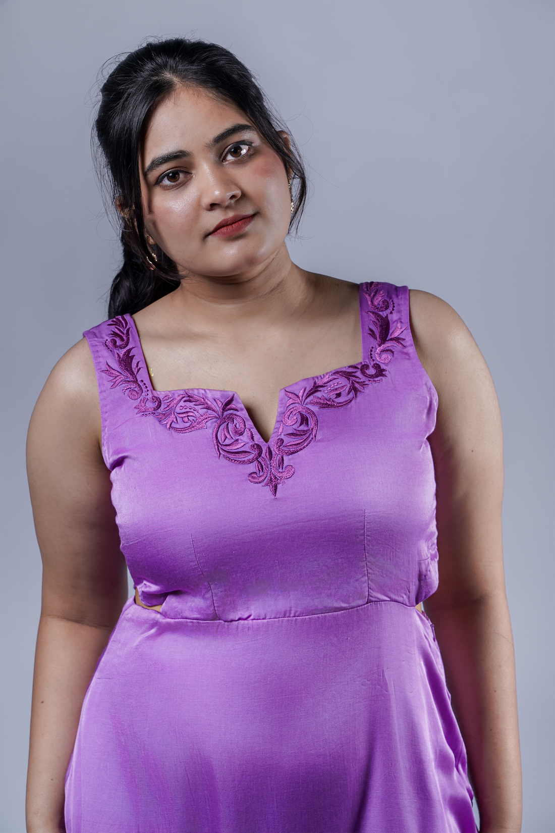 Trevae’s Lilac  Whisper  Satin Dress