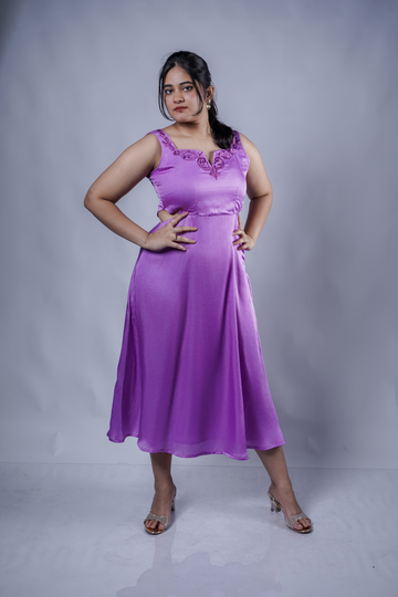 Trevae’s Lilac  Whisper  Satin Dress