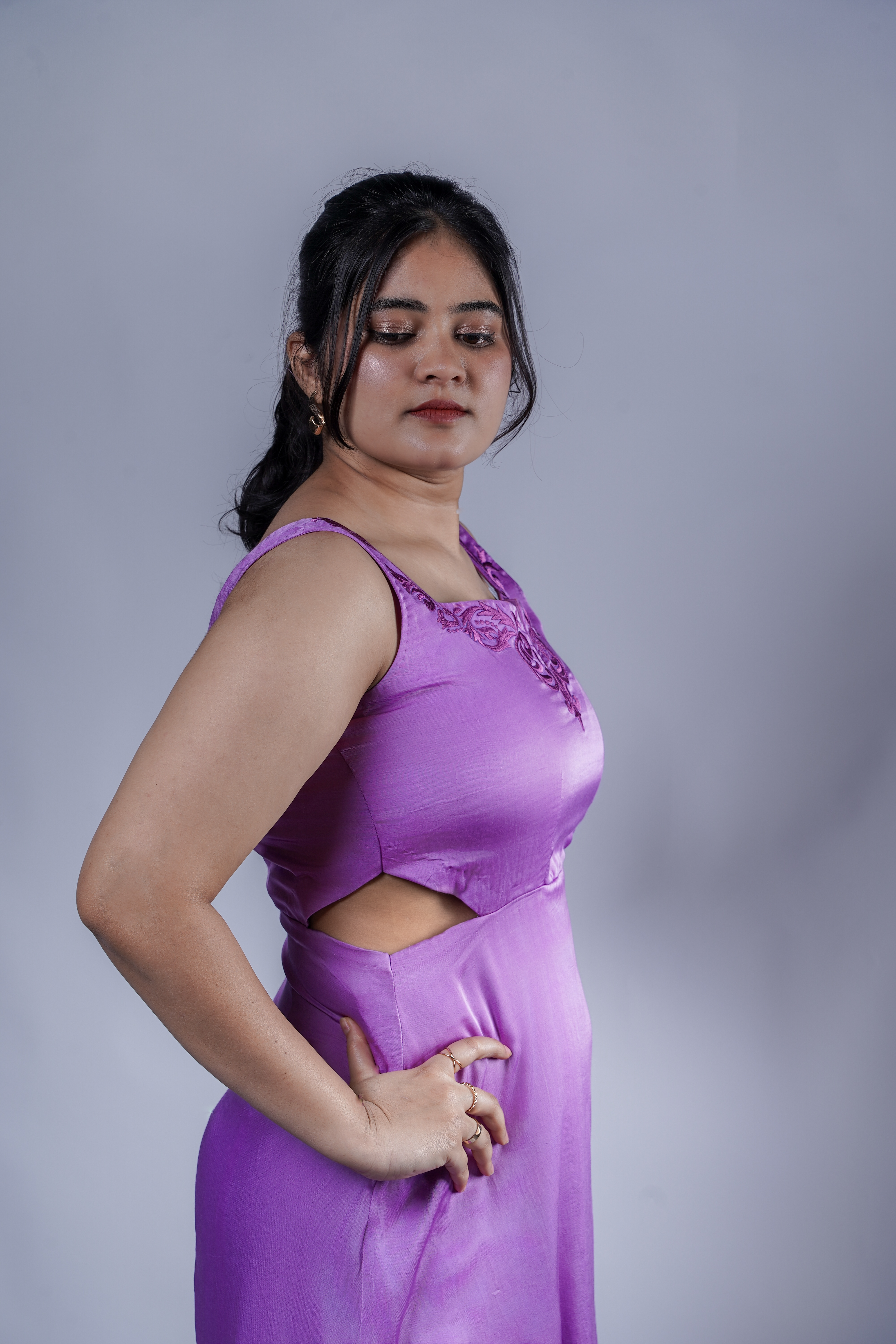 Trevae’s Lilac  Whisper  Satin Dress