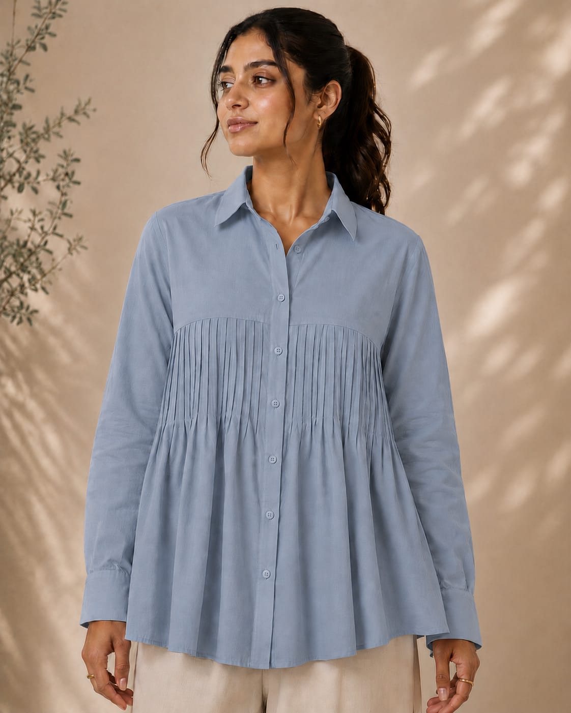 Trevae Morning Mist Pintuck Shirt