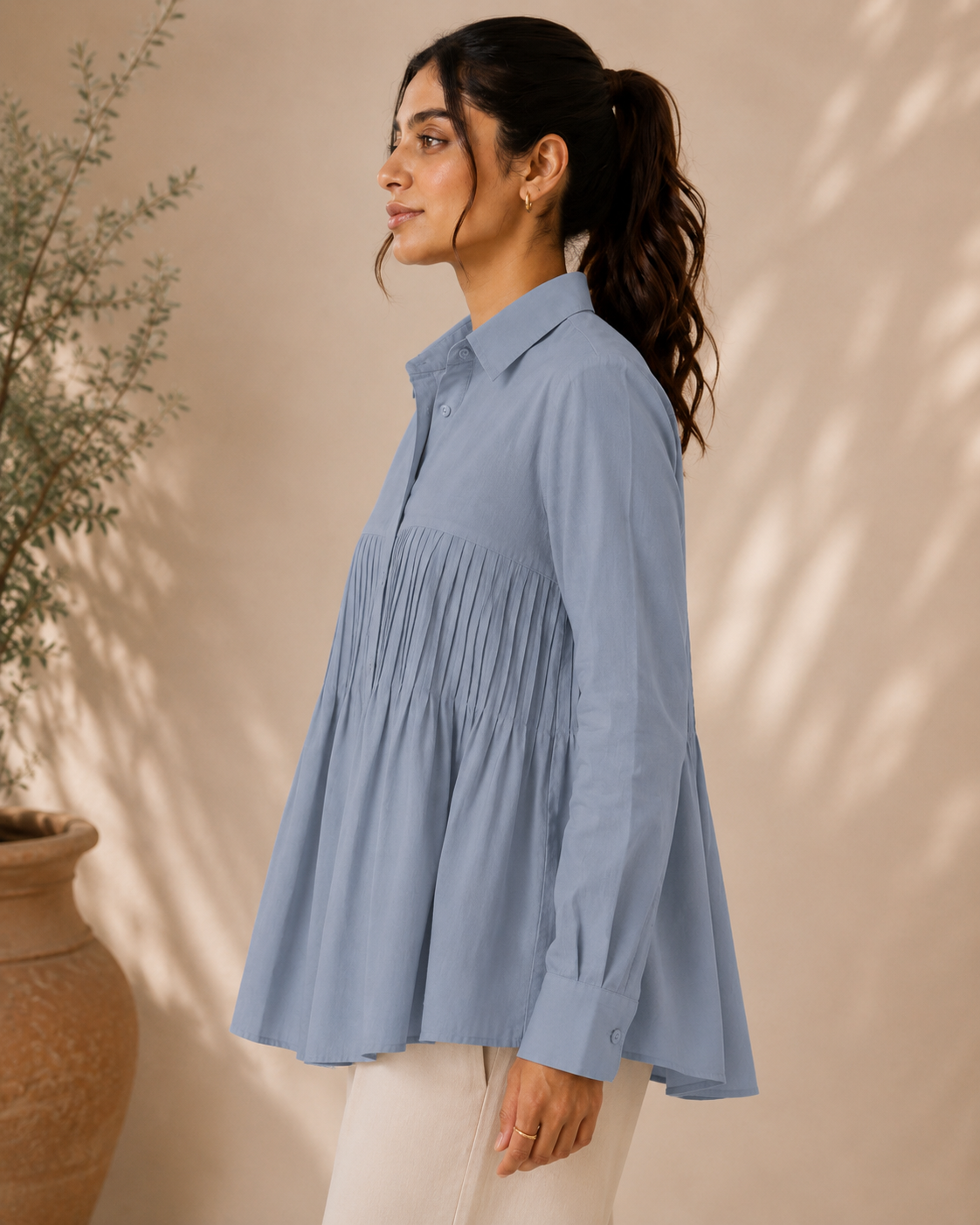 Trevae Morning Mist Pintuck Shirt