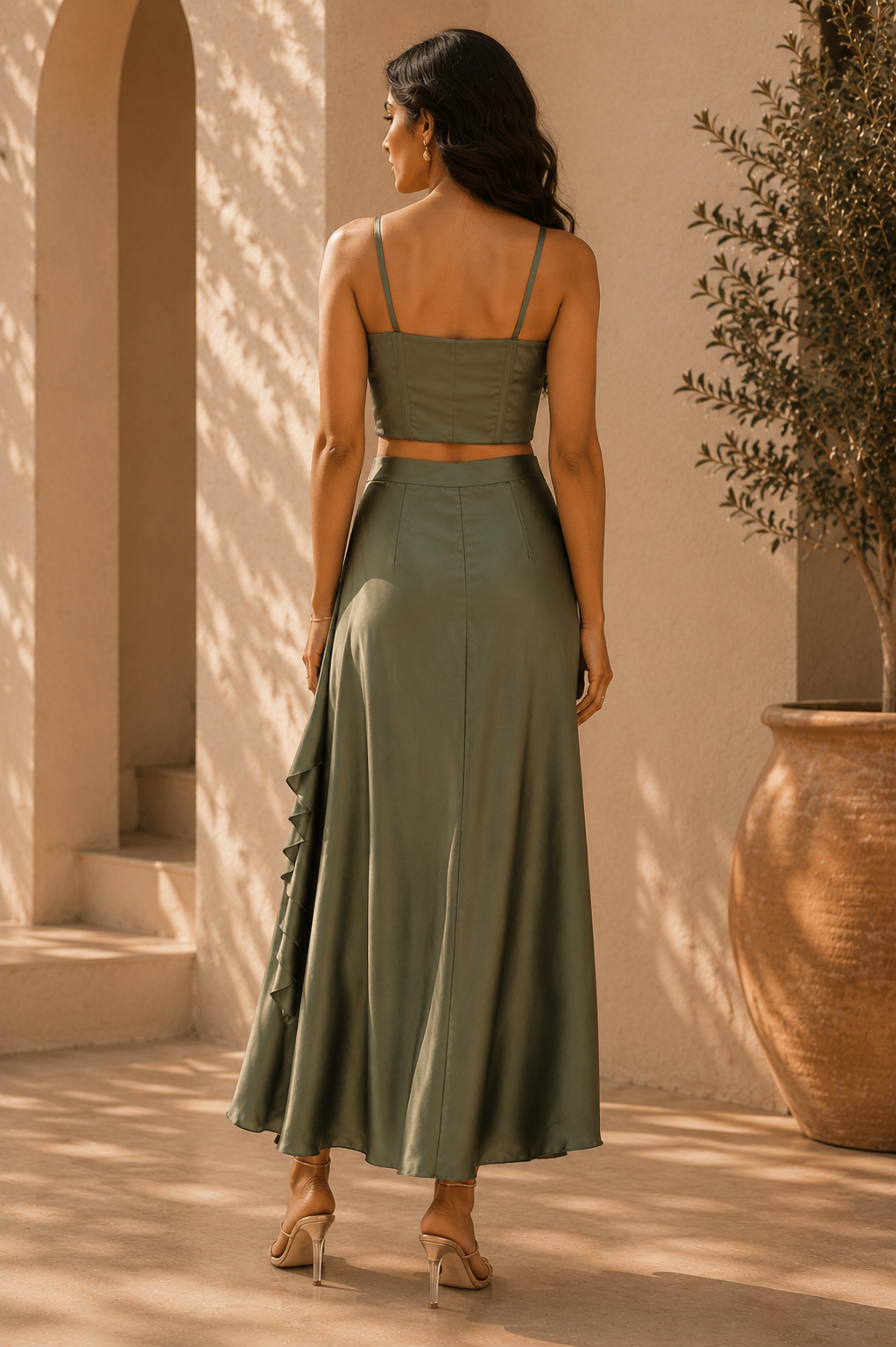 Trevae Sage Drape Skirt Set