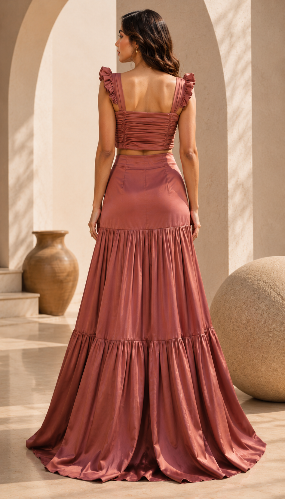 Trevae Dusty Rose Gathered Skirt Set