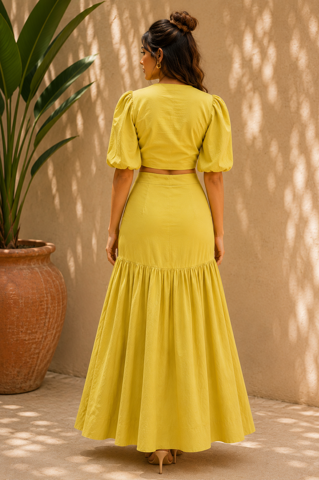 Trevae Yellow Knot Skirt Set